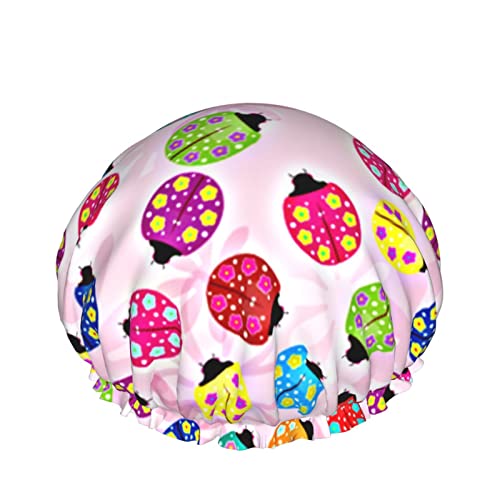 Frauen wiederverwendbarer Stretch-Saum-Haar-Hut-Rosa-Tier-Blumen-DoubleWaterproof-Duschkappen-Badekappe von Ahdyr