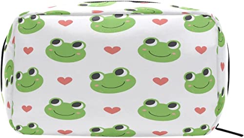 Frogs Hearts Make-up-Tasche, tragbarer Organizer, Kosmetiktasche für Reisen, Make-up-Tasche, Geschenke, Kulturbeutel für den täglichen Gebrauch für Mädchen und Frauen von Ahdyr