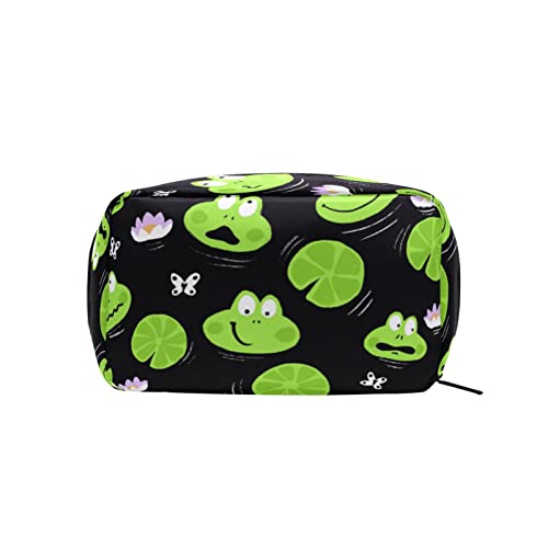 Froschblatt-Blumen-Make-up-Tasche, tragbarer Organizer, Kosmetiktasche für Reisen, Make-up-Tasche, Geschenke, Kulturbeutel für den täglichen Gebrauch für Mädchen und Frauen Froschblatt-Blumen-Make-up-Tasche, tragbarer Organizer, Kosmetiktasche für Reisen, Make-up-Tasche, Geschenke, Kulturbeutel für den täglichen Gebrauch für Mädchen und Frauen von Ahdyr
