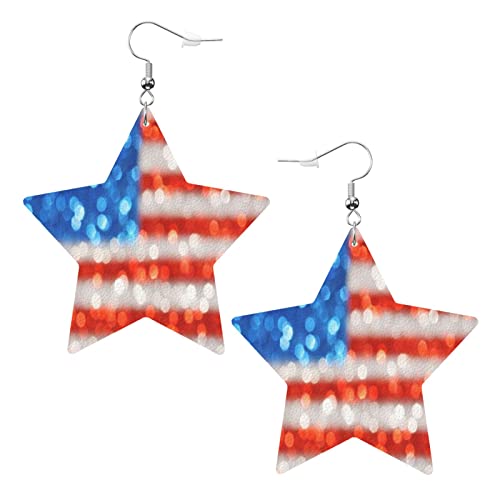 Funkelnde glitzernde US-Flagge. Ohrringe aus Kunstleder mit Sternen, für Teenager, Mädchen und Frauen, Tropfen-Ohrringe, Geschenk von Ahdyr