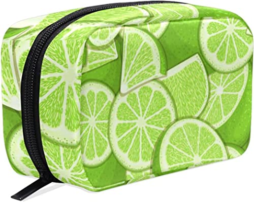 Green Lemon Make-up-Tasche, tragbarer Organizer, Kosmetiktasche für Reisen, Make-up-Tasche, Geschenke, Kulturbeutel für den täglichen Gebrauch für Mädchen und Frauen von Ahdyr