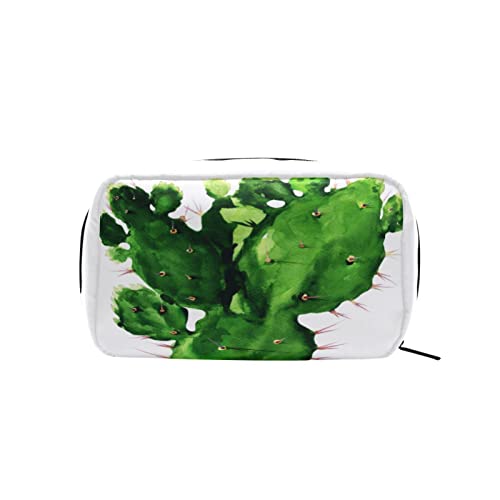 Grüne Kaktus-Aquarell-Make-up-Tasche, tragbare Organizer-Kosmetiktasche für Reisen, Make-up-Tasche, Geschenke, Kulturbeutel für den täglichen Gebrauch für Mädchen und Frauen von Ahdyr
