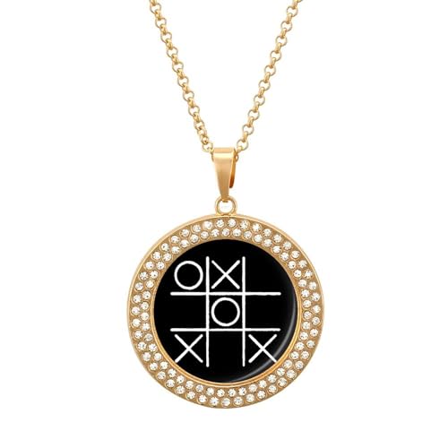 Halsketten mit Anhänger „Tic Tac Toe für Damen, Modeschmuck, rund, mit individueller Grafik von Ahdyr