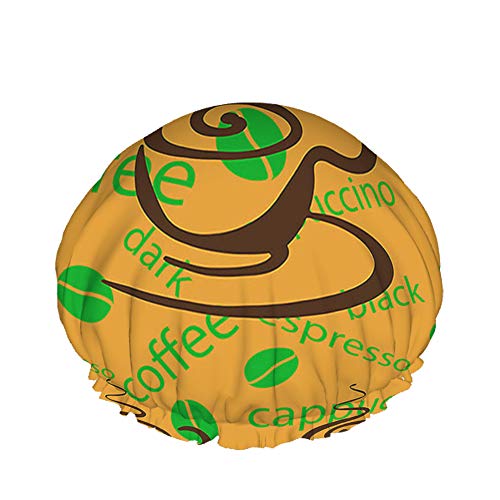 Kaffee-Duschkappe Kaffeetasse Coco Bean Cappuccino Espresso Winter Große Badekappen für Frauen Männer Mädchen Langes Haar Wasserdichte wiederverwendbare Hüte von Ahdyr