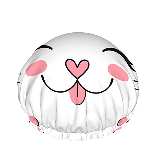 Katze Wiederverwendbare Duschhaube Little Happy Adorable Kitten Cute Cartoon Funny Gift Paw Print Large Shower Cap Shower Hair Cap, Bath Cap, Hair Cover for Women Long Hair von Ahdyr