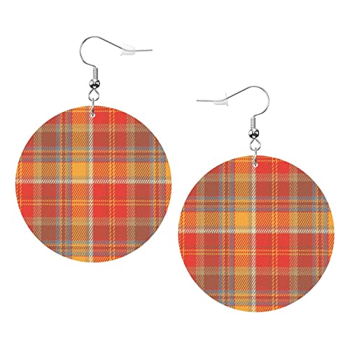 Klassischer Tartan. Runde Ohrringe aus Kunstleder für Teenager-Mädchen und Frauen, Tropfen-Ohrringe, Geschenk von Ahdyr