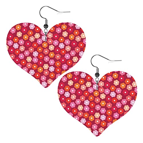 Kleine Gänseblümchen-Herz-Ohrringe aus Kunstleder für Teenager-Mädchen und Frauen, Tropfen-Ohrringe, Geschenk von Ahdyr