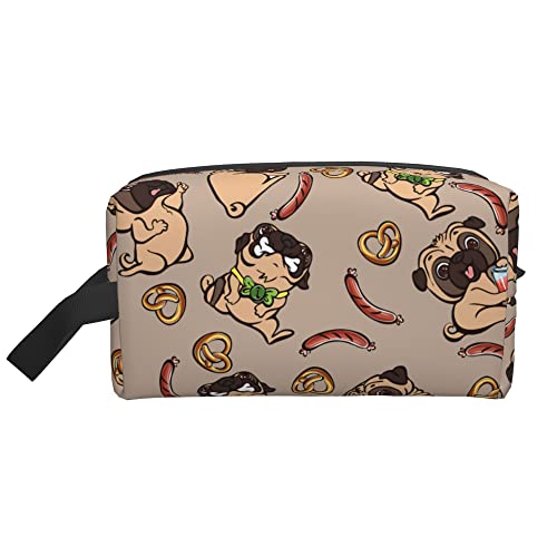 Kosmetiktasche für Frauen, niedlicher Mops, Schleife, Kulturbeutel, geräumige, wasserdichte Kosmetiktaschen mit Reißverschluss, Zubehör, Organizer für Mädchen, Frauen, Freundin, Ehefrau von Ahdyr