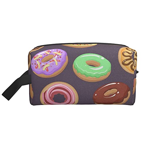 Kulturbeutel für Damen und Herren, wasserdichte Kosmetiktasche, Reise, Make-up-Tasche, Organizer mit Griff, Donuts, Dessert-Aufbewahrungstasche von Ahdyr