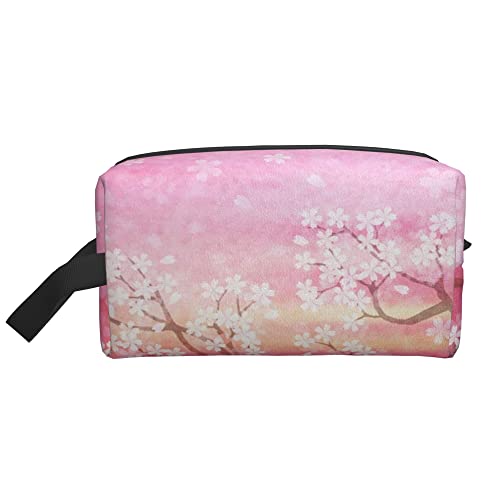 Kulturbeutel für Damen und Herren, wasserdichte Kosmetiktasche, Reise, Make-up-Tasche, Organizer mit Griff, Kirsche, Frühling, japanische Sakura-Blume, Aufbewahrungstasche von Ahdyr