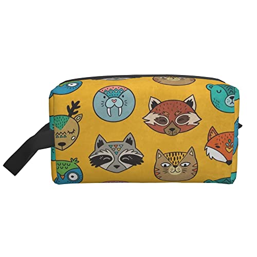 Kulturbeutel für Damen und Herren, wasserdichte Kosmetiktasche, Reise, Make-up-Tasche, Organizer mit Griff, niedliche Tiere, Eule, Katze, Hirsch, Fuchs, Waschbär, Panda, Aufbewahrungstasche von Ahdyr