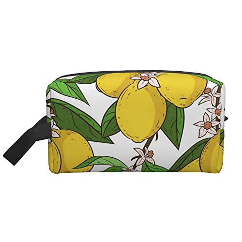 Kulturbeutel für Damen und Herren, wasserdichte Kosmetiktasche, Reise-Make-up-Tasche, Organizer mit Griff, Blätter, Blumenmuster, Nahtlose Aufbewahrungstasche von Ahdyr