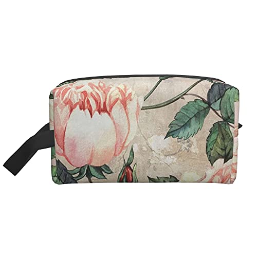 Kulturbeutel für Damen und Herren, wasserdichte Kosmetiktasche, Reise-Make-up-Tasche, Organizer mit Griff, Blumen- und Schmetterlings-Aufbewahrungstasche von Ahdyr