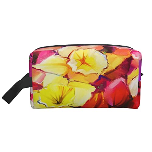 Kulturbeutel für Damen und Herren, wasserdichte Kosmetiktasche, Reise-Make-up-Tasche, Organizer mit Griff, Blumenstrauß aus Narzissen und Tulpen, Aufbewahrungstasche von Ahdyr