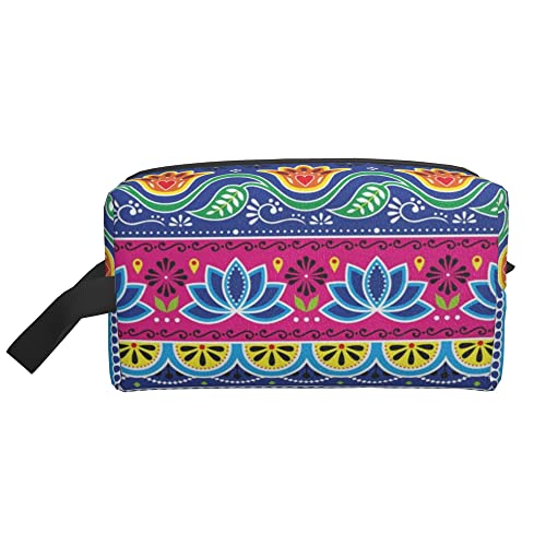 Kulturbeutel für Damen und Herren, wasserdichte Kosmetiktasche, Reise-Make-up-Tasche, Organizer mit Griff, Boho-Blumen-Aufbewahrungstasche von Ahdyr