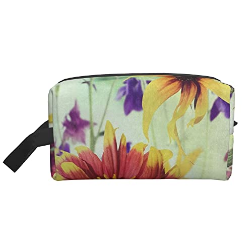 Kulturbeutel für Damen und Herren, wasserdichte Kosmetiktasche, Reise-Make-up-Tasche, Organizer mit Griff, Bunte Blumen, Aufbewahrungstasche von Ahdyr