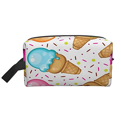 Kulturbeutel für Damen und Herren, wasserdichte Kosmetiktasche, Reise-Make-up-Tasche, Organizer mit Griff, Bunte Eistüte, Aufbewahrungstasche von Ahdyr