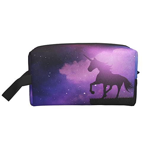 Kulturbeutel für Damen und Herren, wasserdichte Kosmetiktasche, Reise-Make-up-Tasche, Organizer mit Griff, Einhorn-Galaxie, Weltraum, Nachthimmel, Aufbewahrungstasche von Ahdyr