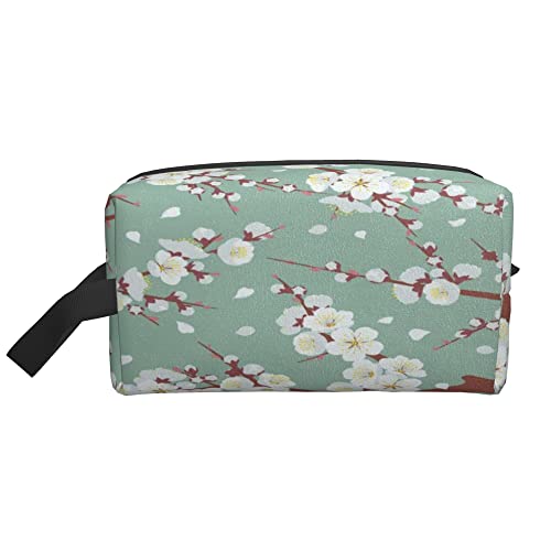 Kulturbeutel für Damen und Herren, wasserdichte Kosmetiktasche, Reise-Make-up-Tasche, Organizer mit Griff, Kirschblüte, Frühlingsbaum, Zweige, Aufbewahrungstasche von Ahdyr