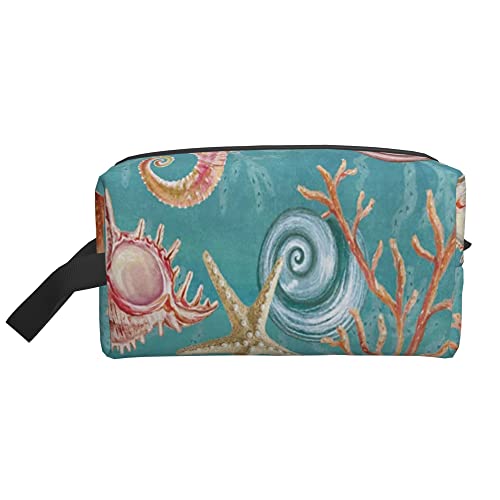 Kulturbeutel für Damen und Herren, wasserdichte Kosmetiktasche, Reise-Make-up-Tasche, Organizer mit Griff, Oktopus- und Seepferdchen-Aufbewahrungstasche von Ahdyr