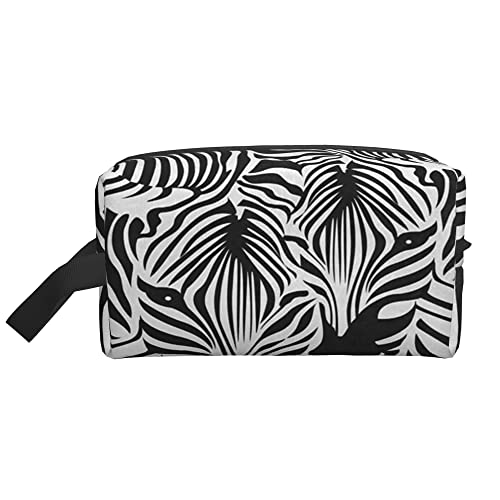 Kulturbeutel für Damen und Herren, wasserdichte Kosmetiktasche, Reise-Make-up-Tasche, Organizer mit Griff, Tier-Zebra-Leoparden-Print, Aufbewahrungstasche von Ahdyr