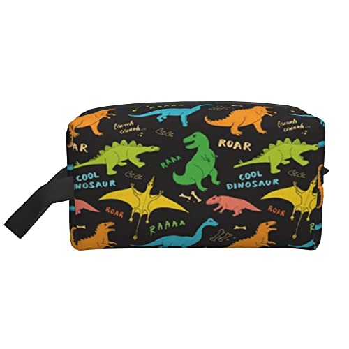 Kulturbeutel für Damen und Herren, wasserdichte Kosmetiktasche, Reise-Make-up-Tasche, Organizer mit Griff, farbige, Coole Dinosaurier-Roar-Aufbewahrungstasche von Ahdyr