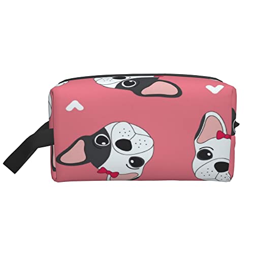 Kulturbeutel für Damen und Herren, wasserdichte Kosmetiktasche, Reise-Make-up-Tasche, Organizer mit Griff, niedlicher Hund, Welpe, Tier, Cartoon-Aufbewahrungstasche von Ahdyr