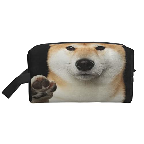 Kulturbeutel für Damen und Herren, wasserdichte Kosmetiktasche, Reise-Make-up-Tasche, Organizer mit Griff, süße Shiba Inu Hunde-Aufbewahrungstasche von Ahdyr