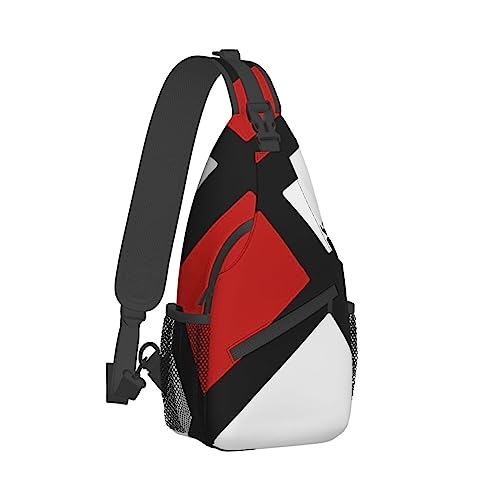 Lässiger Sling-Bag-Rucksack, Tagesrucksack, rot, grau, schwarz, weiß, geometrisch kariert, Kunst, Schultertasche, Brusttasche, Umhängetasche, Büchertasche, Reiserucksack, Camping-Outdoor-Tasche für von Ahdyr