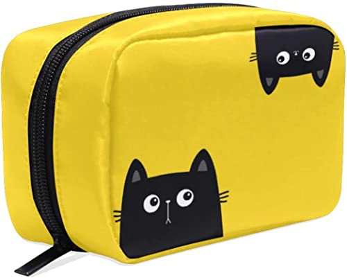 Lustige Schwarze Katze, Make-up-Tasche, tragbarer Organizer, Kosmetiktasche für Reisen, Make-up-Koffer, Geschenke, den täglichen Gebrauch, Kulturbeutel für Mädchen und Frauen von Ahdyr