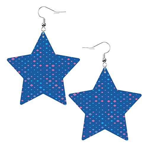 Lustige blaue abstrakte Kunstleder-Sterne-Ohrringe für Teenager-Mädchen und Frauen, Tropfen-Ohrringe, Geschenk von Ahdyr