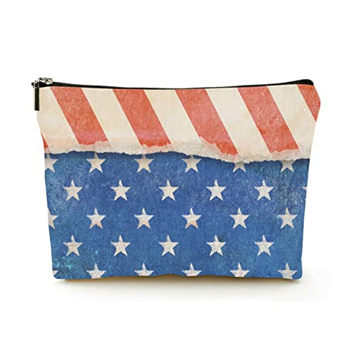 Make-up-Tasche für Damen, Leinen, Reise-Kosmetiktaschen für Geschäftsreisen, Grunge-Flagge-Hintergrund, schöne Make-up-Tasche von Ahdyr