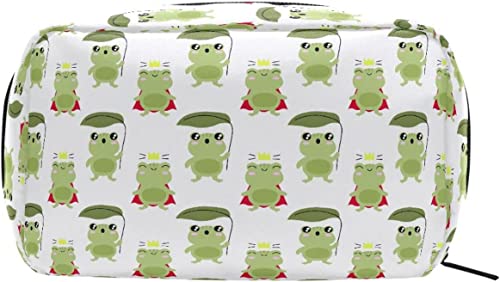 Niedliche lustige grüne Frosch-Make-up-Tasche, tragbare Organizer-Kosmetiktasche für Reisen, Make-up-Tasche, Geschenke, Kulturbeutel für den täglichen Gebrauch für Mädchen und Frauen von Ahdyr