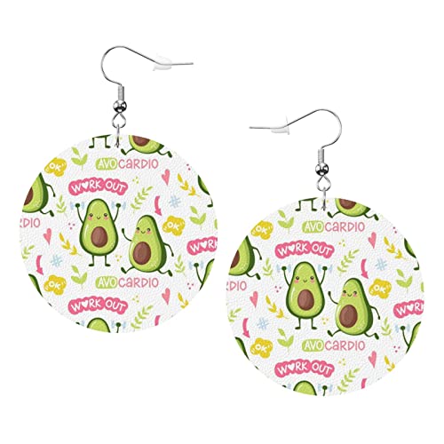 Niedliche runde Ohrringe aus Avocado-Kunstleder für Teenager-Mädchen und Frauen, Tropfen-Ohrringe, Geschenk von Ahdyr