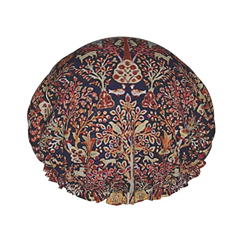 Persische Vintage Antik Natur Fine Art Duschhaube, wiederverwendbare Duschhauben für Frauen, langes Haar, doppelschichtiger wasserdichter Duschhut, Haarschutz für Kinder, Mädchen, Männer von Ahdyr