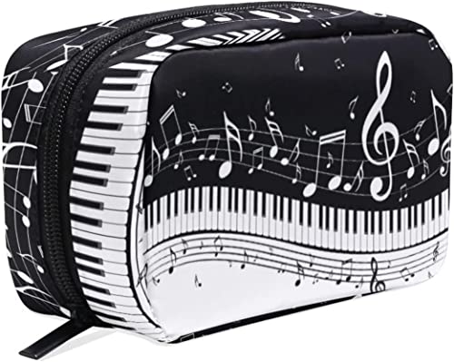 Piano Keys Music Note Make-up-Tasche Tragbare Organizer-Kosmetiktasche für Reisen, Make-up-Tasche, Geschenke, Kulturtasche für den täglichen Gebrauch für Mädchen und Frauen von Ahdyr