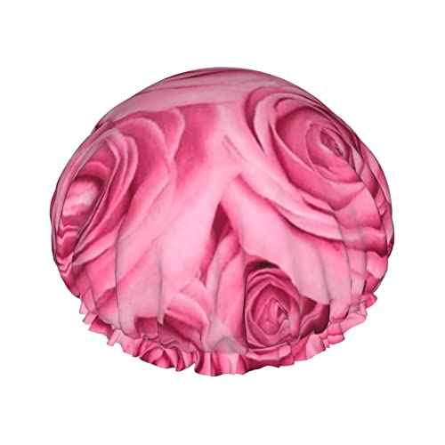 Pink Rose Duschhaube für Frauen, doppelt wasserdicht, große Duschhaube für alle Haare von Ahdyr