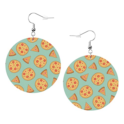 Pizza-Ohrringe aus Kunstleder, rund, für Teenager, Mädchen und Frauen, Tropfen-Ohrringe, Geschenk von Ahdyr
