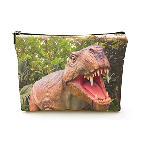 Premium-Make-up-Tasche für Damen, Leinen, Reise-Kosmetiktaschen, Dinosaurier-Modell-Display, langlebige Kosmetiktasche von Ahdyr