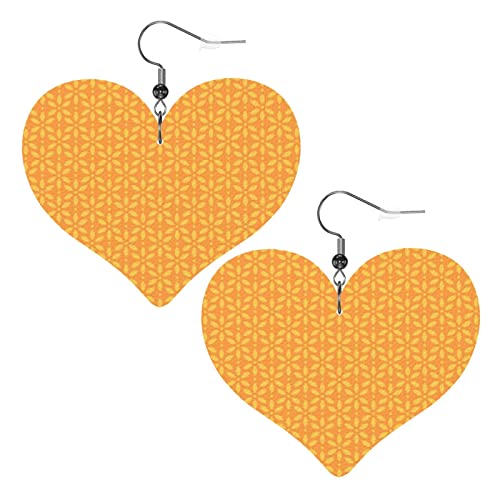 Retro geometrische Blumen-Herz-Ohrringe aus Kunstleder für Teenager-Mädchen und Frauen, Tropfen-Ohrringe, Geschenk von Ahdyr
