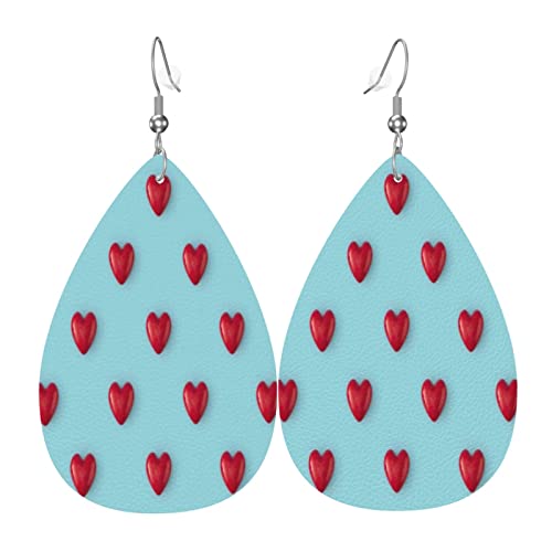 Rote Herz-Tropfen-Ohrringe aus Kunstleder für Teenager-Mädchen und Frauen, Tropfen-Ohrringe, Geschenk von Ahdyr