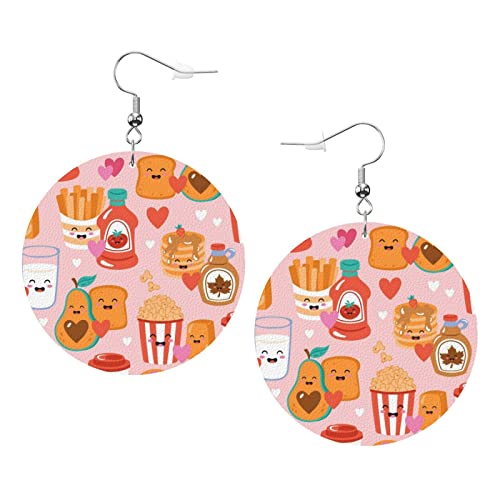 Runde Ohrringe aus Lebensmittel-Kunstleder für Teenager-Mädchen und Frauen, Tropfen-Ohrringe, Geschenk von Ahdyr
