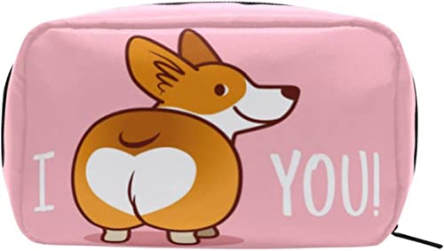 Schöne Corgi-Hunde-Make-up-Tasche, tragbare Organizer-Kosmetiktasche für Reisen, Make-up-Tasche, Geschenke, Kulturbeutel für den täglichen Gebrauch für Mädchen und Frauen von Ahdyr