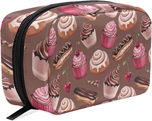 Schokoladen-Cupcakes, Make-up-Tasche, tragbarer Organizer, Kosmetiktasche für Reisen, Make-up-Tasche, Geschenke, Kulturbeutel für den täglichen Gebrauch für Mädchen und Frauen von Ahdyr