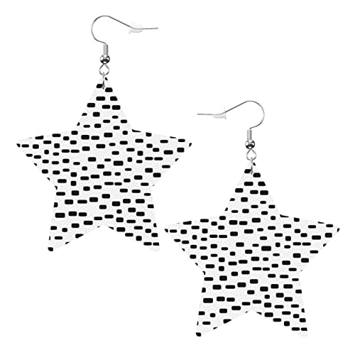 Schwarz-weiße Kunstleder-Stern-Ohrringe für Teenager-Mädchen und Frauen, Tropfen-Ohrringe, Geschenk von Ahdyr