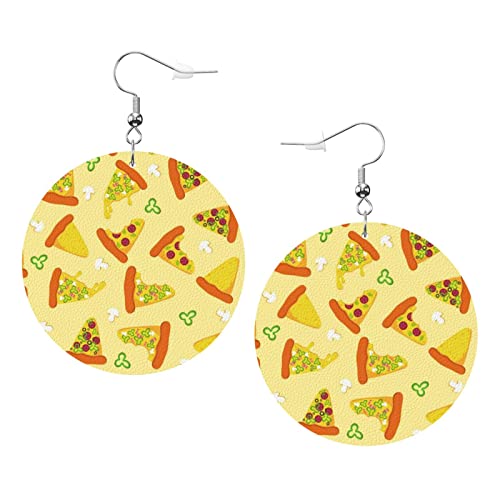 Slices Pizza Kunstleder Runde Ohrringe für Teenager Mädchen Frauen Tropfen Ohrhänger Geschenk von Ahdyr