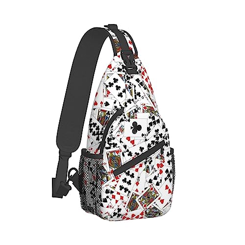 Sling-Schulterrucksack für Herren und Damen, viele Pokerkarten, Kunst, Outdoor-Sport, Tagesrucksack, Reisetasche, Mehrzweck-Anti-Diebstahl-Tragetaschen, langlebige Umhängetasche Sling-Schulterrucksack für Herren und Damen, viele Pokerkarten, Kunst, Outdoor-Sport, Tagesrucksack, Reisetasche, Mehrzweck-Anti-Diebstahl-Tragetaschen, langlebige Umhängetasche von Ahdyr