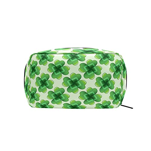 St. Patrick's Day Leave Print Make-up-Tasche, tragbare Organizer-Kosmetiktasche für Reisen, Make-up-Tasche, Geschenke, Kulturtasche für den täglichen Gebrauch für Mädchen und Frauen von Ahdyr