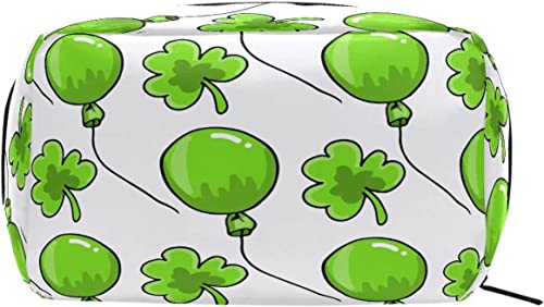 St. Patrick's Day Leaves Balloons Make-up-Tasche Tragbare Organizer-Kosmetiktasche für Reisen, Make-up-Tasche, Geschenke, Kulturbeutel für den täglichen Gebrauch für Mädchen und Frauen von Ahdyr