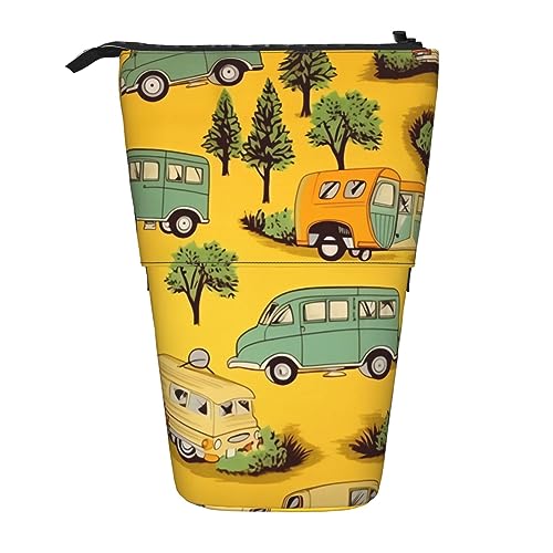 Stehendes Federmäppchen für Autos und Fahrräder, niedliche Stifttasche, Teleskop-Briefpapiertasche, Make-up-Kosmetiktasche für Frauen im Büro von Ahdyr